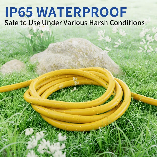 Alt view image 5 of 7 - 15ft Outdoor/Indoor Extension Cord with Lighted 10/3 Gauge Yellow 3 Prong, Heavy Duty, SJTW, Waterproof, Flexible Cold-Resistant extension cord for Home, Work or Construction, 15A 125V 1875W