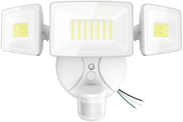 Main image of 75W LED Flood Light Motion Sensor Outdoor, 7000lm Dusk to Dawn Flood Light, Security Light with Three Head, IP65 Waterproof Exterior Floodlight, 6500k Wall Light for Entryway Stairs Yard Garage