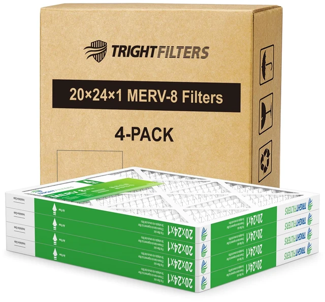 Main image of 20x24x1 Air Filter 4 Pack, MERV 8 Pleated HVAC Furnace Filter Air Conditioner Filter Replacement Dust Defense Furnace AC Protection Durable Lightweight