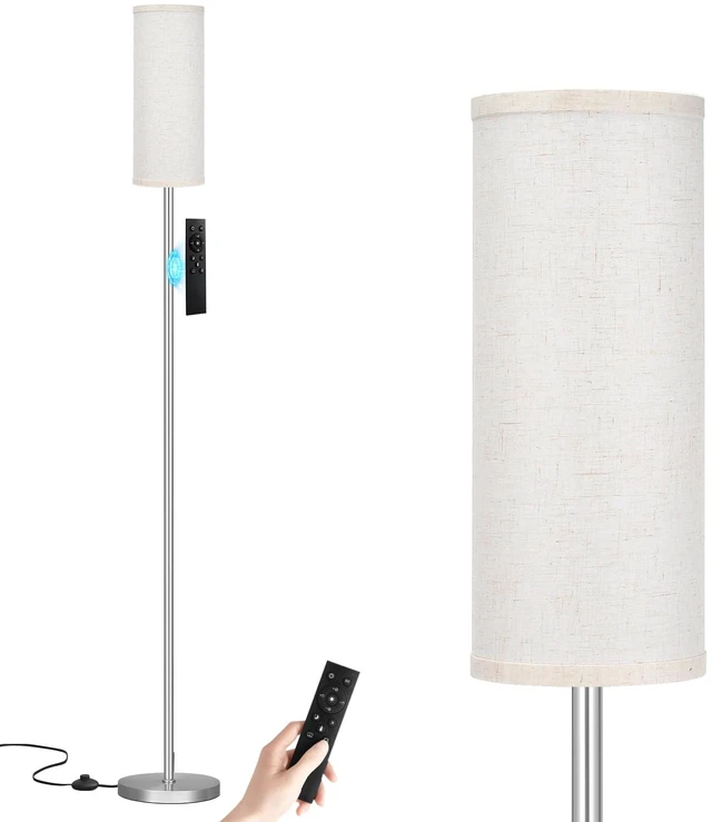 Main image of 64'' Floor Lamps for Living Room with Remote Control and Stepless Dimmable Colors Temperature & Brightness, 9W Bulb Included(Beige Lampshade & Silver Pole)