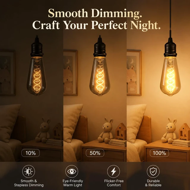 Alt view image 4 of 6 - ST64 LED Edison Bulbs, Smoky Grey, 4W 150 Lumens, 2300K E26 Base 6 Pack