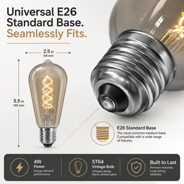 Alt view image 5 of 6 - ST64 LED Edison Bulbs, Smoky Grey, 4W 150 Lumens, 2300K E26 Base 6 Pack