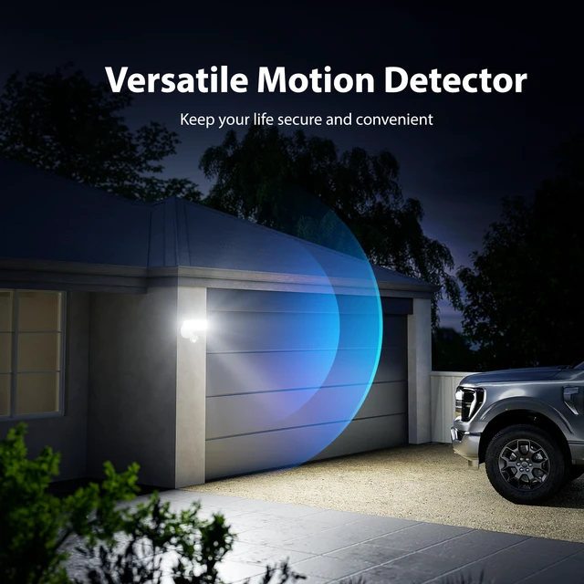 Alt view image 5 of 7 - 75W LED Flood Light Motion Sensor Outdoor, 7000lm Dusk to Dawn Flood Light, Security Light with Three Head, IP65 Waterproof Exterior Floodlight, 6500k Wall Light for Entryway Stairs Yard Garage