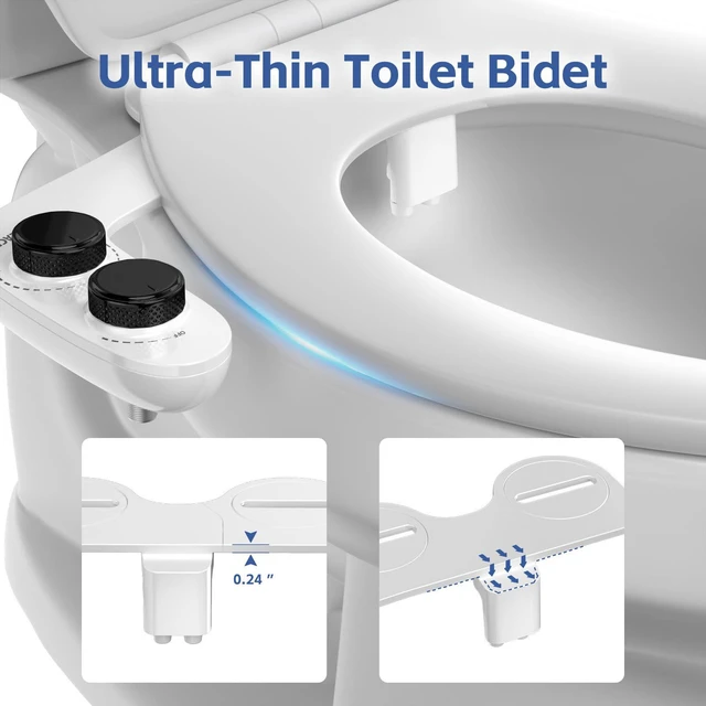 Alt view image 4 of 6 - Bidet Attachment for Toilet Seat Water Pressure - Non Electric Bidets Self Cleaning Sprayer - Dual Nozzle Bidet Attachments Toilets Spray - Adjustable Bidets Wash Butt Cleaner for Bathroom