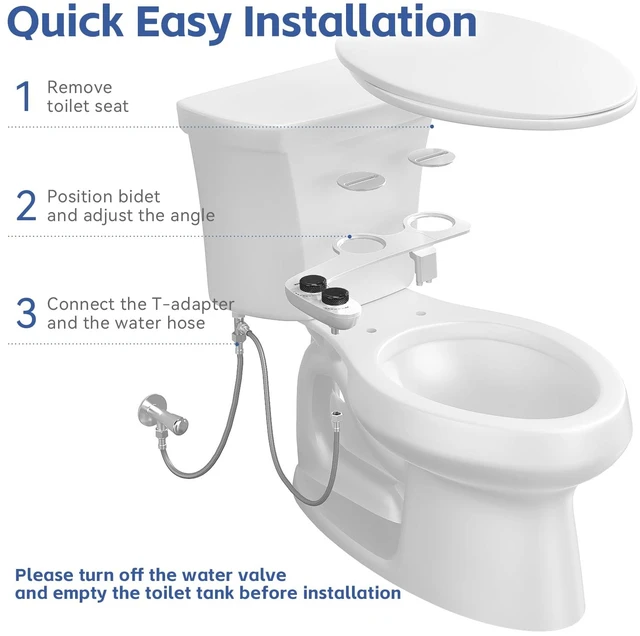 Alt view image 5 of 6 - Bidet Attachment for Toilet Seat Water Pressure - Non Electric Bidets Self Cleaning Sprayer - Dual Nozzle Bidet Attachments Toilets Spray - Adjustable Bidets Wash Butt Cleaner for Bathroom