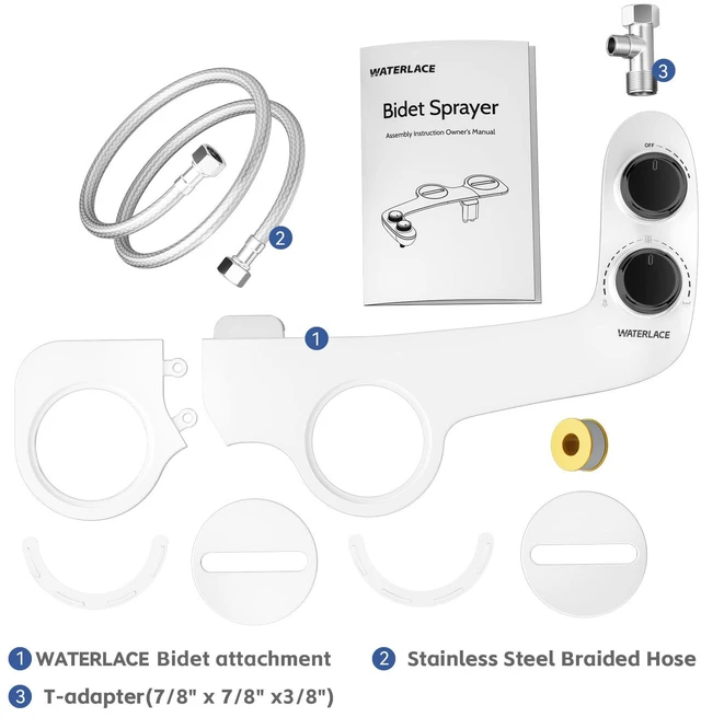 Alt view image 6 of 6 - Bidet Attachment for Toilet Seat Water Pressure - Non Electric Bidets Self Cleaning Sprayer - Dual Nozzle Bidet Attachments Toilets Spray - Adjustable Bidets Wash Butt Cleaner for Bathroom