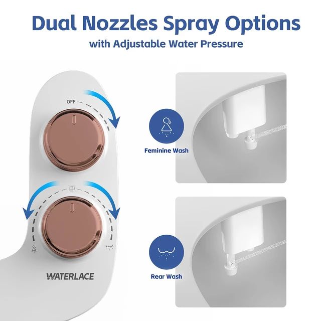Alt view image 2 of 7 - Bidet Attachment for Toilet Seat Water Pressure - Non Electric Bidets Self Cleaning Sprayer - Dual Nozzle Bidet Attachments Toilets Spray - Adjustable Bidets Wash Butt Cleaner for Bathroom Gifts