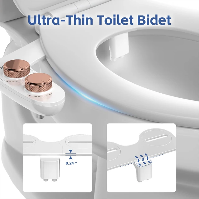 Alt view image 3 of 7 - Bidet Attachment for Toilet Seat Water Pressure - Non Electric Bidets Self Cleaning Sprayer - Dual Nozzle Bidet Attachments Toilets Spray - Adjustable Bidets Wash Butt Cleaner for Bathroom Gifts
