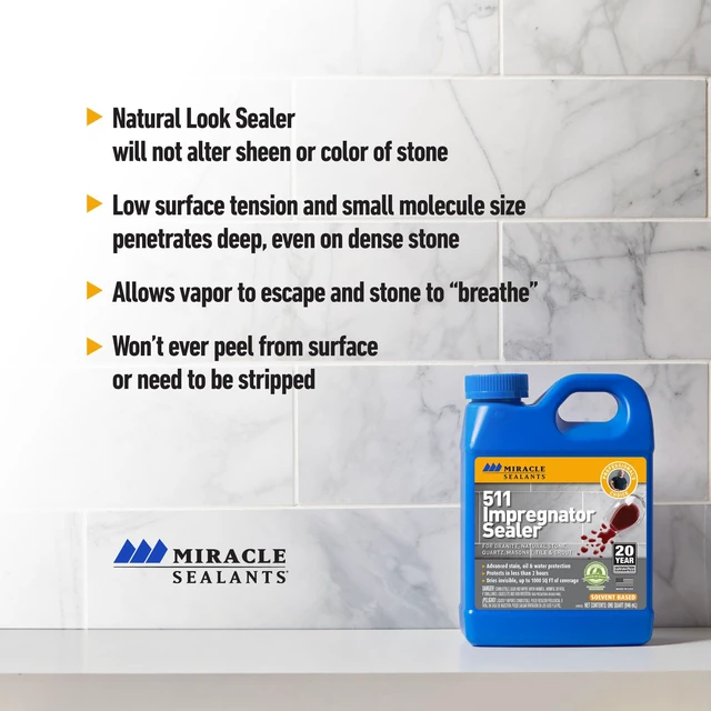 Alt view image 5 of 7 - 511 Impregnator Penetrating Stone & Tile Sealer, Quart Penetrating sealer for no-sheen stain, water & oil protection for granite, stone, tile, masonry & grout. Dries invisible. - Household Wood Stains