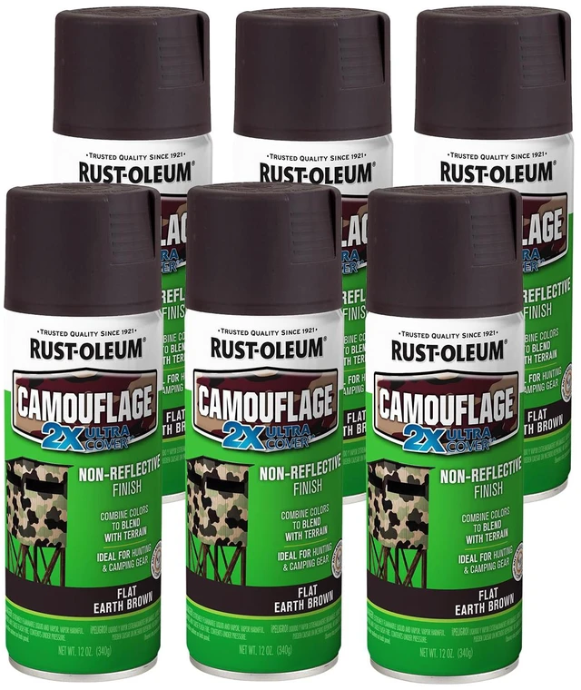 Main image of Camouflage 2X Ultra Cover Flat Earth Brown Spray Paint Non-Reflective Finish, Outdoor Concealment, Hunting Blinds And Equipment, Multi-Surface Coverage, 12 Oz