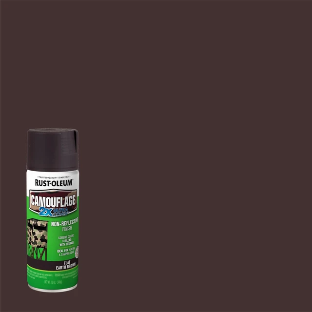Alt view image 2 of 7 - Camouflage 2X Ultra Cover Flat Earth Brown Spray Paint Non-Reflective Finish, Outdoor Concealment, Hunting Blinds And Equipment, Multi-Surface Coverage, 12 Oz