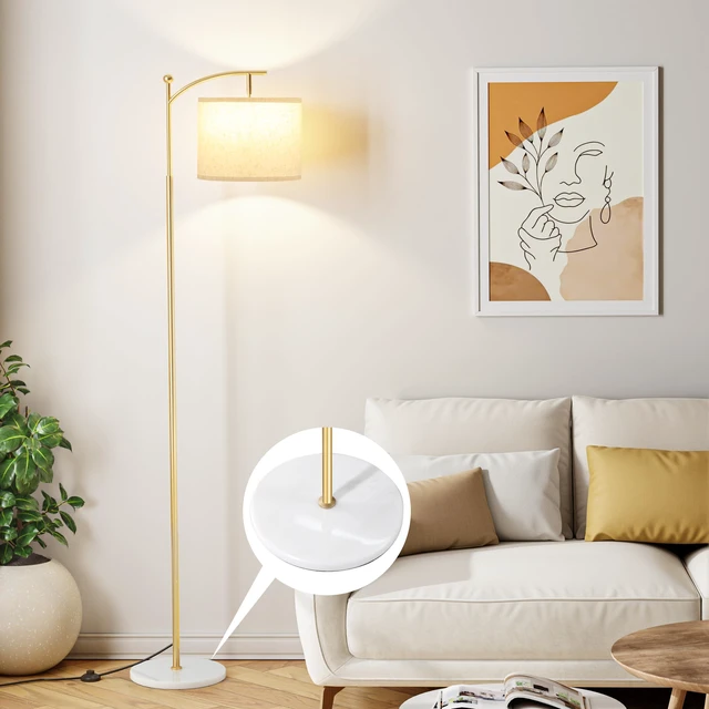 Main image of 60" Floor Lamp for Living Room with 3 Color Temperatures, Gold Standing Lamp with White Marble Base, Modern Tall Lamp for Bedroom Office, 9W LED Bulb Included