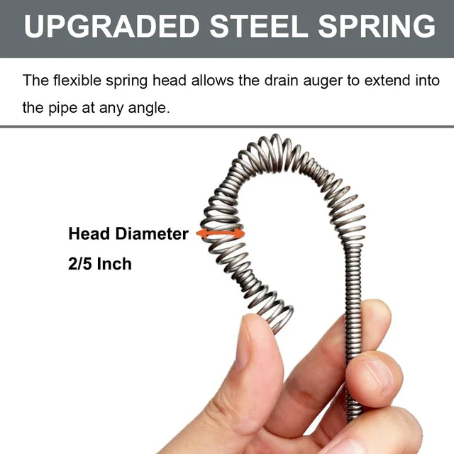 Alt view image 5 of 7 - Drain Auger, Clog Remover with Drill Adapter, 25 Feet Flexible Plumbing Snake Use Manually or Powered for Kitchen,Bathrom and Shower Sink, Comes with Gloves(Gray)