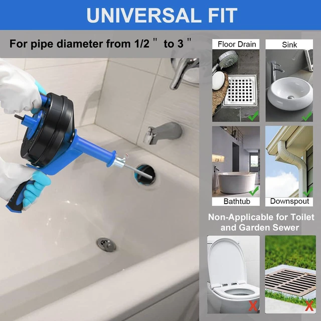 Alt view image 3 of 7 - Drain Auger, Clog Remover with Drill Adapter, 25 Feet Flexible Plumbing Snake Use Manually or Powered for Kitchen, Bathroom and Shower Sink, Comes with Gloves (blue)