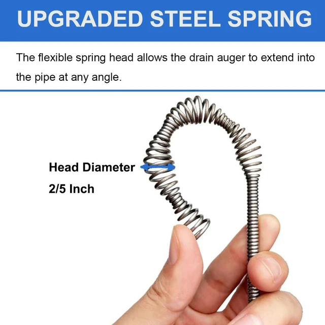Alt view image 6 of 7 - Drain Auger, Clog Remover with Drill Adapter, 25 Feet Flexible Plumbing Snake Use Manually or Powered for Kitchen, Bathroom and Shower Sink, Comes with Gloves (blue)