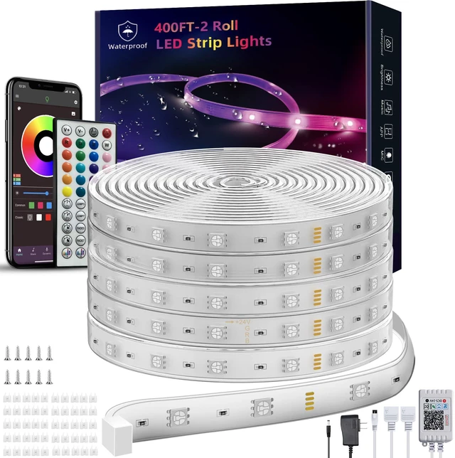 Main image of Outdoor Led Strip Lights Waterproof, Led Rope Lights 400ft Ip65 Outside Led Light Strip Waterproof with Remote and App Control, Exterior Music Syne RGB Strip Lights (2*200ft)