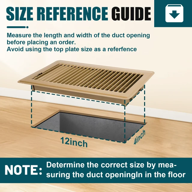 Alt view image 5 of 7 - Floor Register 4x12, 6 Pack Brown Floor Vent Covers Steel Adjustable Air Supply Grille Register Vent Cover Grill for Sidewall and Floor, Vent Covers for Home Floor