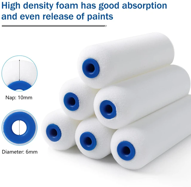 Alt view image 4 of 7 - Mini Foam Paint Roller, 30 Pack, 4 Inch Small Paint Roller High Density Mini Foam Rollers for Painting Walls, Trim, Cabinets, Doors, Professional or DIY Use and Home Improvement