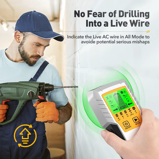 Alt view image 5 of 6 - Stud Finder Wall Scanner Detector - 5 in 1 Electronic Wall Wood Metal Stud Locator Edge Center Sensor Beam for Live AC Wire Pipe Metal Lumber Joist Drywall Framing Detection