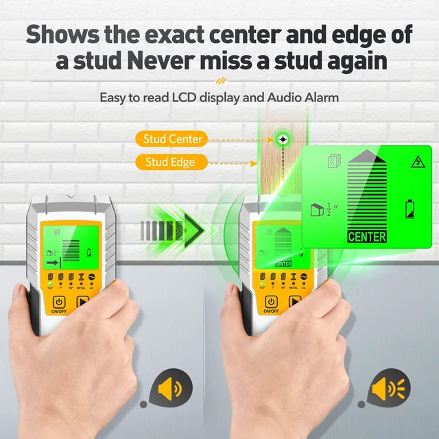 Alt view image 2 of 6 - Stud Finder Wall Scanner Detector - 5 in 1 Electronic Wall Wood Metal Stud Locator Edge Center Sensor Beam for Live AC Wire Pipe Metal Lumber Joist Drywall Framing Detection