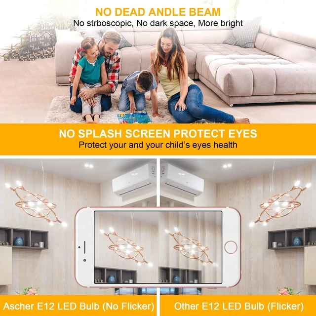 Alt view image 6 of 7 - E12 Candelabra LED Light Bulbs 60 Watt Equivalent, Daylight White 5000K, Non-Dimmable, 550 Lumen, Clear LED Filament Candle Bulbs, Pack of 10