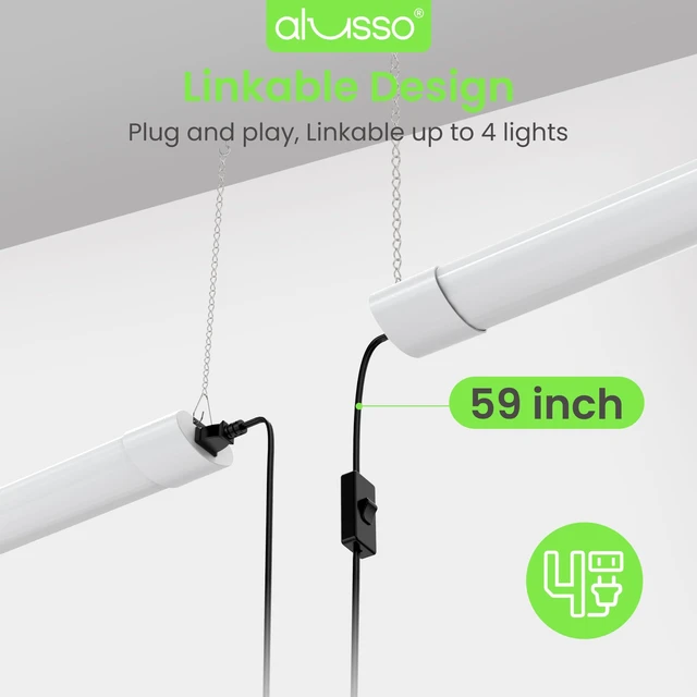 Alt view image 6 of 7 - ® LED Shop Lights 4FT for Garage, 4800LM Adjustable 20W/30W/40W, 5CCT 2700K 3000K 4000K 5000K 6500K, 120V, Warm to Cool Daylight Linkable Shop Lights for Workshop, ETL, 4 Pack