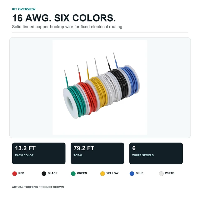 Alt view image 3 of 7 - 16 AWG Solid Tinned Copper Wire Kit, 6 Colors, 13.2 ft Each