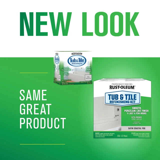 Alt view image 3 of 7 - Tub & Tile Refinishing 2-Part Kit, Satin Coastal Fog Bathroom Surface Refresh, Ceramic, Porcelain & Fiberglass, Waterproof Protection, Porcelain-Like Finish, Quart