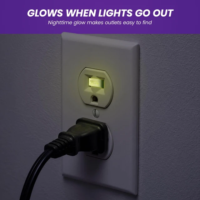 Alt view image 7 of 7 - Loose Outlet Plug Fix | Outlet Tightener | 10-Pack Glow Dark Loose plug outlet insert gives power cords a fit, plus a glow-in-the-dark design that's easy to spot in low light
