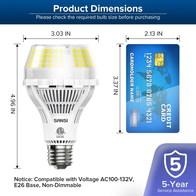 Alt view image 3 of 7 - Super Bright LED Light Bulbs 3000 Lumens 5000K Daylight E26 A21 2Pack 22W Energy Saving, ETL Listed, 200W Equivalent, Non-Dimmable, Flicker-Free, 22-Year