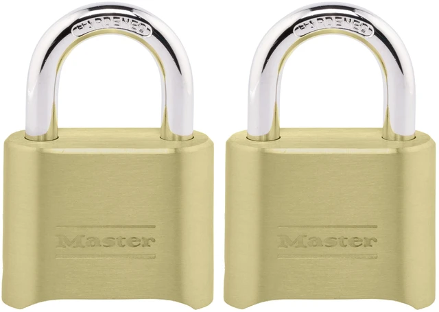 Main image of Combination Padlock Outdoor Brass Lock, 2-Pack 175EC2 Resettable 4-digit Combination Lock For Gates, Storage Lock, Security Lock, Brass Body For Indoor and Outdoor Use 2-pack