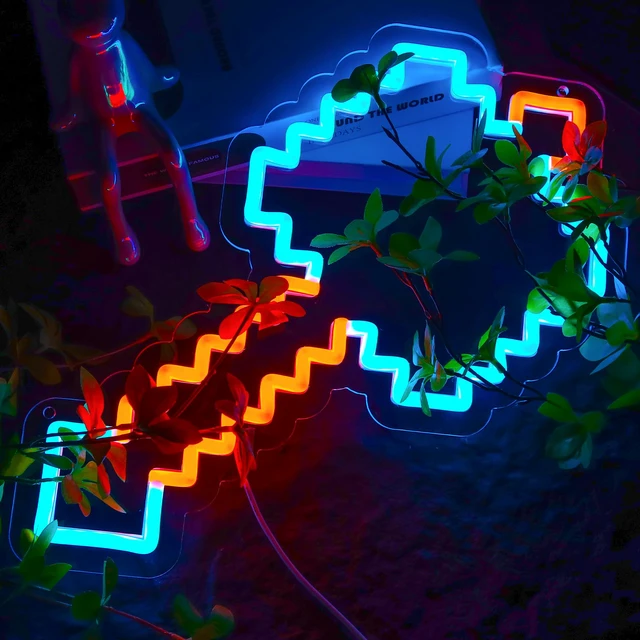 Alt view image 2 of 6 - Hammer Neon Signs for Wall DecorLED Neon Lights for GameroomMan CaveBirthdayChristmas Gifts for kids