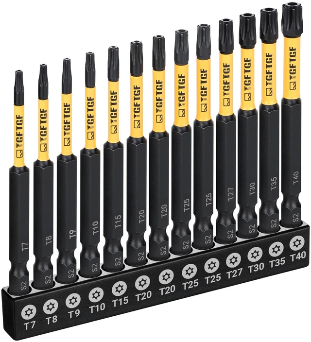 Main image of Impact Torx Bit Set 13PCS (TT7-TT40), 3 S2 Steel Security Torx, Tamper Proof Torque Star Bit Set with Magnetic CNC Machined Tips, Impact Screwdriver Bits with Storage Case
