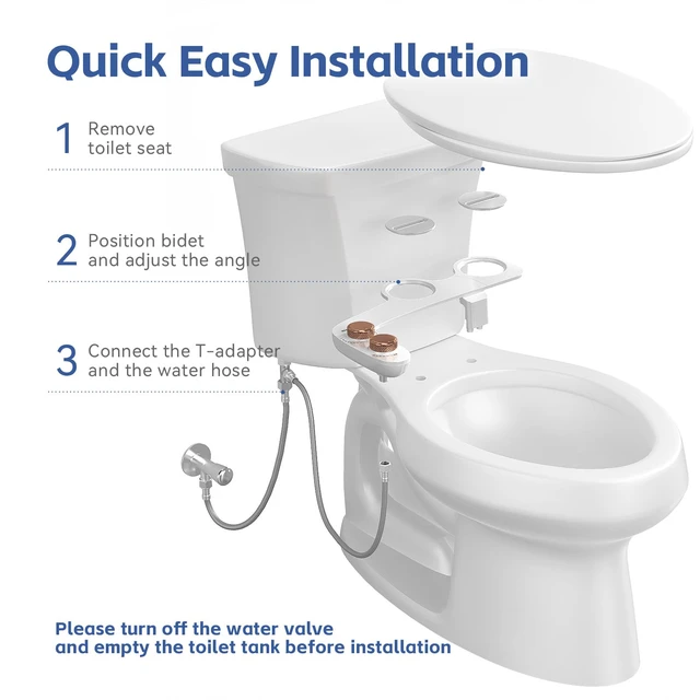 Alt view image 5 of 7 - Bidet Attachment for Toilet Seat Water Pressure - Non Electric Bidets Self Cleaning Sprayer - Dual Nozzle Bidet Attachments Toilets Spray - Adjustable Bidets Wash Butt Cleaner for Bathroom Gifts