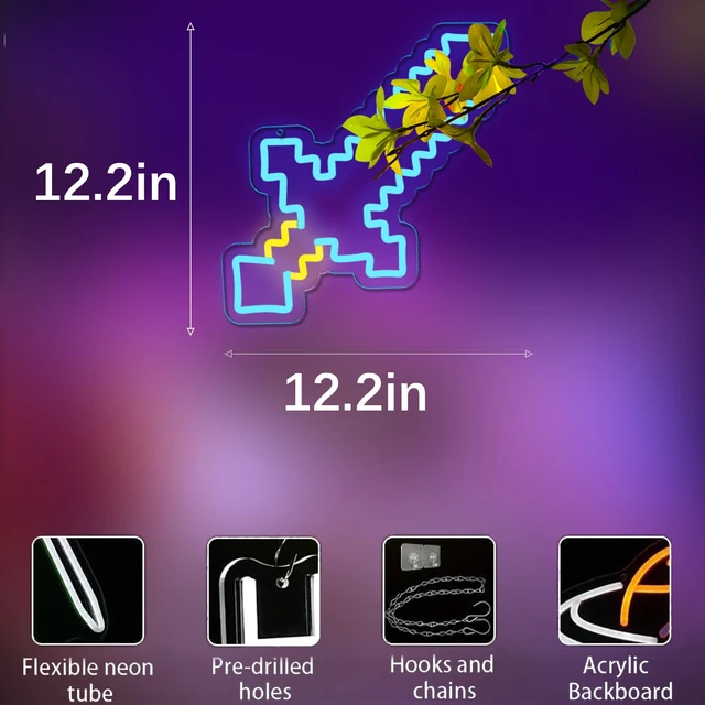 Alt view image 3 of 6 - Sword Neon Signs for Wall DecorLED Neon Lights for GameroomMan CaveBirthdayChristmas Gifts for kids