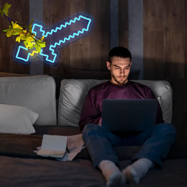 Alt view image 5 of 6 - Sword Neon Signs for Wall DecorLED Neon Lights for GameroomMan CaveBirthdayChristmas Gifts for kids