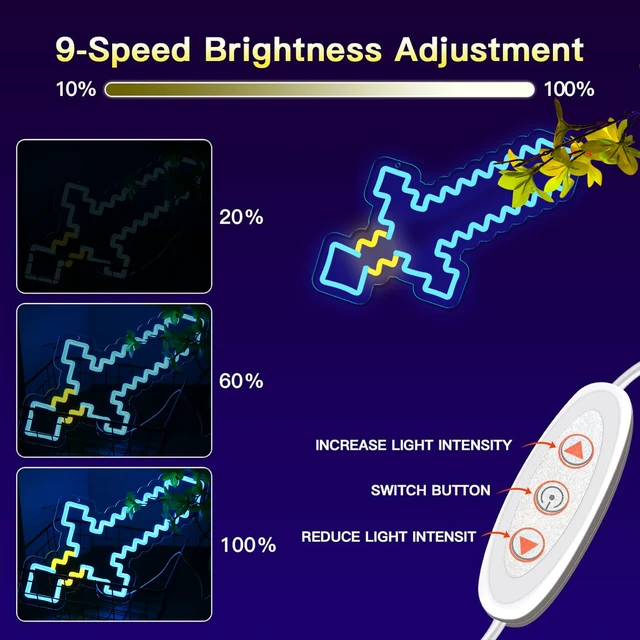 Alt view image 4 of 6 - Sword Neon Signs for Wall DecorLED Neon Lights for GameroomMan CaveBirthdayChristmas Gifts for kids