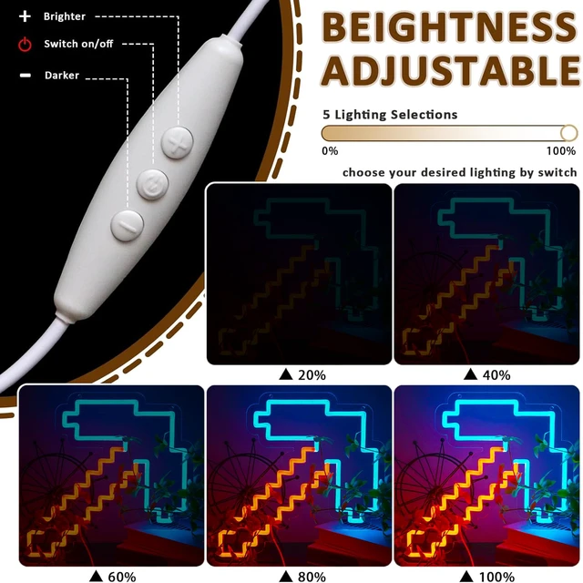 Alt view image 4 of 6 - Pick Neon Signs for Wall DecorLED Neon Lights for GameroomMan CaveBirthdayChristmas Gifts for kids