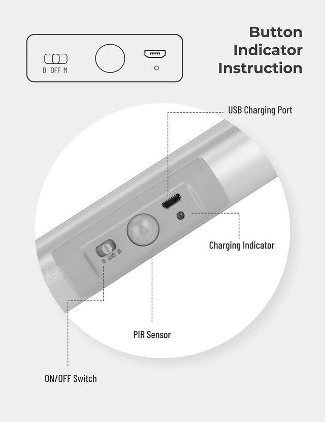 Alt view image 4 of 7 - 3 Pack Automatic Motion Sensor Closet Lights with Eye-Protection Design, LED Under Cabinet Wireless Lighting, Rechargeable Closet Lightings for Wardrobe Pantry Light