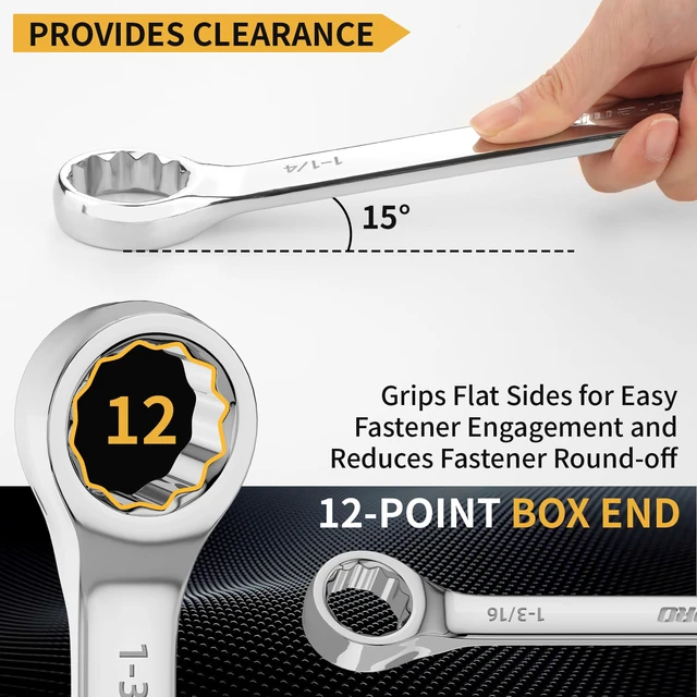 Alt view image 3 of 7 - 7PC SAE Large Combination Wrench Set 15/16" To1-1/4 With Color Ring Long Standard Allen Key Set With Color Coding, Flat & Ball Tip Bit, DIY Assembly & Home Bicycle Repair, Corrosion Resistant