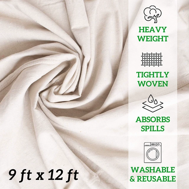 Alt view image 3 of 7 - All Purpose Canvas Drop Cloths - Drop Cloth for Painting, Floor Cover, Heavy Duty Protection for Furniture & Surfaces, Reusable Painters Canvas Tarp for Renovation & Home (2 PACK 9x12)