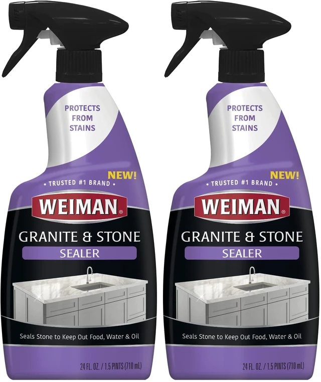 Main image of Granite & Stone Sealer Spray - Protects Kitchen Countertops, Sinks, Showers, Vanities & Floors From Stains - For Granite, Quartz, Marble, Tile, Limestone, Slate - Water Based, 24 oz (Pack of 2)