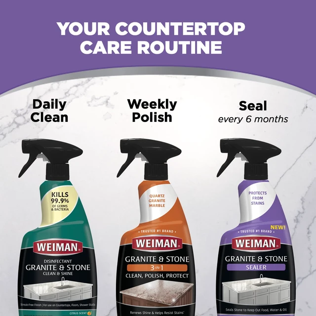 Alt view image 7 of 7 - Granite & Stone Sealer Spray - Protects Kitchen Countertops, Sinks, Showers, Vanities & Floors From Stains - For Granite, Quartz, Marble, Tile, Limestone, Slate - Water Based, 24 oz