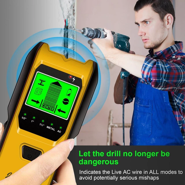 Alt view image 6 of 7 - Stud Finder Wall Scanner, 5 in 1 Multifunction Stud Locator with Upgraded Smart Sensor, HD LCD Display and Audio Alarm for The Center & Edge of Metal, Studs, AC Wire, and Pipe Detection (Butter)