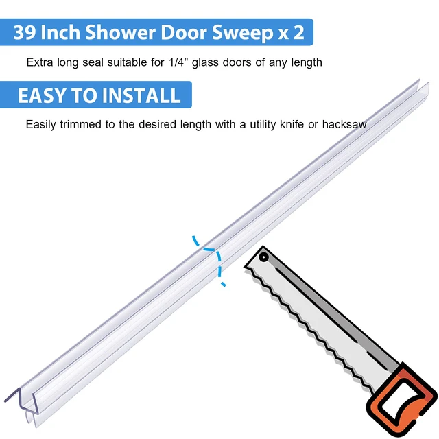 Alt view image 4 of 6 - 2-Pack Frameless Shower Door Bottom Seal for Glass Doors Stop Shower Leaks and Create a Water Barrier (1/4 x 39)