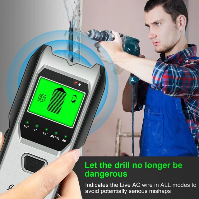 Alt view image 6 of 7 - Stud Finder Wall Scanner, 5 in 1 Multifunction Stud Locator with Upgraded Smart Sensor, HD LCD Display and Audio Alarm for The Center & Edge of Metal, Studs, AC Wire, and Pipe Detection (Gainsboro)