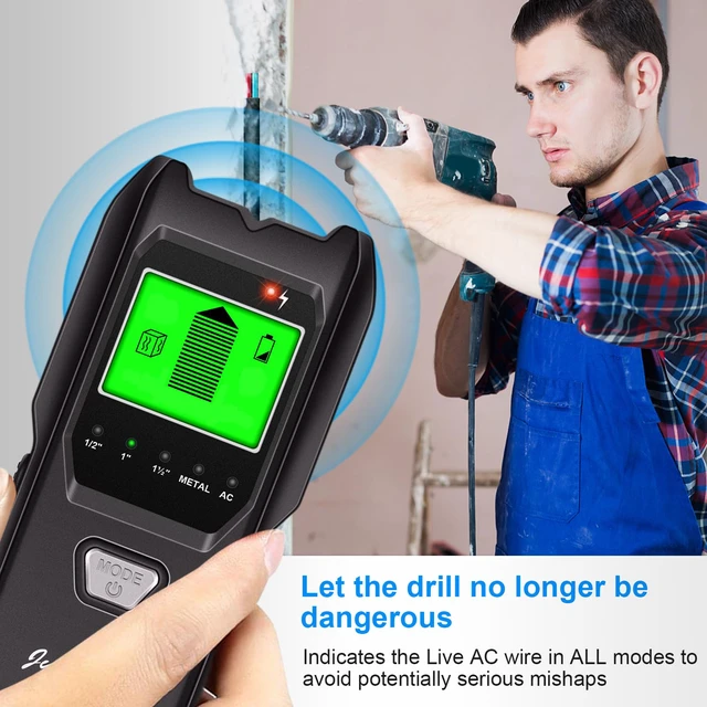 Alt view image 6 of 7 - Stud Finder Wall Scanner, 5 in 1 Multifunction Stud Locator with Upgraded Smart Sensor, HD LCD Display and Audio Alarm for The Center & Edge of Metal, Studs, AC Wire, and Pipe Detection (Charcoal)