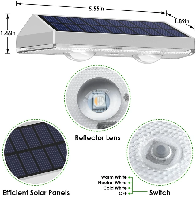 Alt view image 5 of 7 - 2 Pack Solar Fence Lights Outdoor, 2PK Solar Outdoor Light Warm White & RGB Solar Powered Lights for Outside Backyard, Patio, Deck Fence, Stair Handrail, Pool and Wall