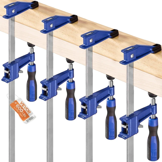 Main image of 36" Bar Clamps for Woodworking, 4-Pack, 600 lbs Load Limit 2-1/2 inch Depth, Lockable F-Clamp, Cast Iron and Carbon Steel, Easy to Use, Metalworking and DIY Projects