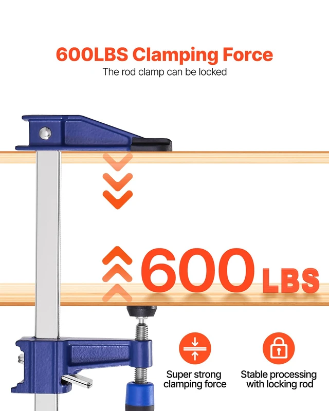 Alt view image 4 of 7 - 36" Bar Clamps for Woodworking, 4-Pack, 600 lbs Load Limit 2-1/2 inch Depth, Lockable F-Clamp, Cast Iron and Carbon Steel, Easy to Use, Metalworking and DIY Projects